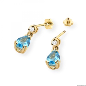 Kolczyki K0006 Topaz 2 x 0,90ct żółte złoto sztyft zakręcany