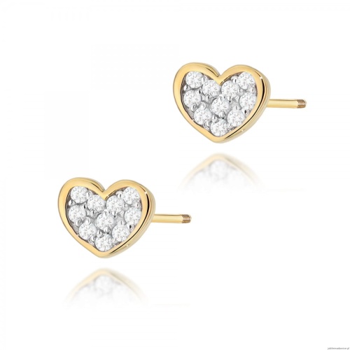 Kolczyki K0021 z diamentami żółte złoto sztyft zakręcany