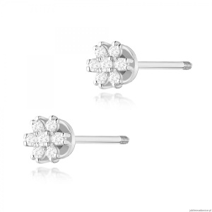 Kolczyki K0026 z diamentami białe złoto sztyft zakręcany