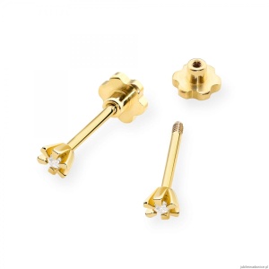 Kolczyki K0029 Diament 2 x 0,02ct żółte złoto sztyft zakręcany