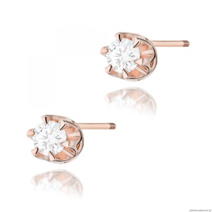 Kolczyki K0032 Diament 2 x 0,08ct różowe złoto sztyft zakręcany