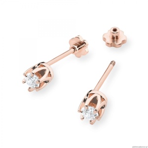 Kolczyki K0032 Diament 2 x 0,08ct różowe złoto sztyft zakręcany