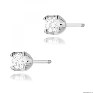 Kolczyki K0034 Diament 2 x 0,08ct białe złoto sztyft zakręcany