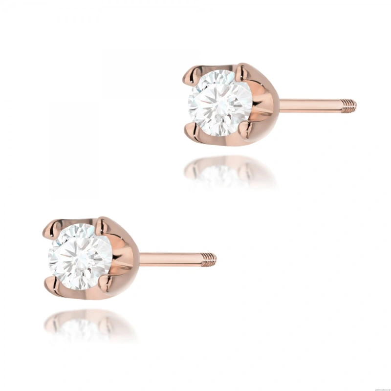 Kolczyki K0034 Diament 2 x 0,08ct różowe złoto sztyft zakręcany