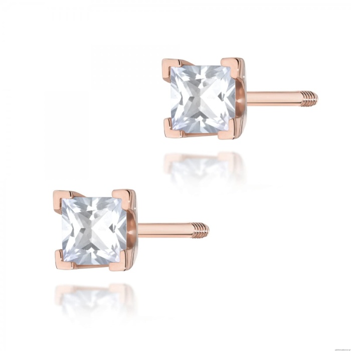 Kolczyki K0037 Diament 2 x 0,15ct różowe złoto sztyft zakręcany