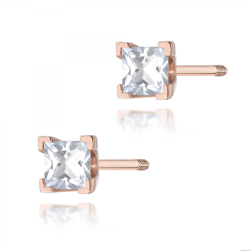 Kolczyki K0037 Diament 2 x 0,15ct różowe złoto sztyft zakręcany