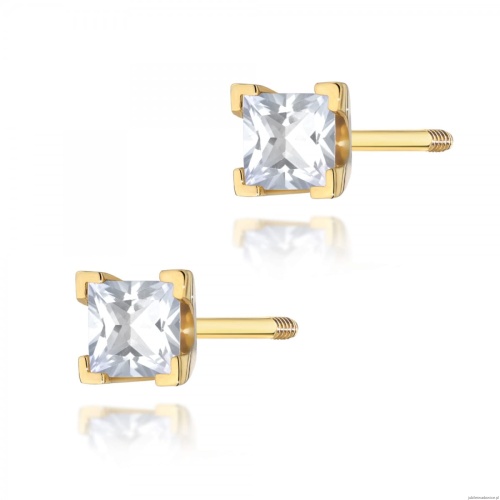 Kolczyki K0037 Diament 2 x 0,15ct żółte złoto sztyft zakręcany