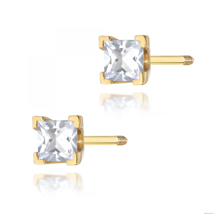 Kolczyki K0037 Diament 2 x 0,15ct żółte złoto sztyft zakręcany