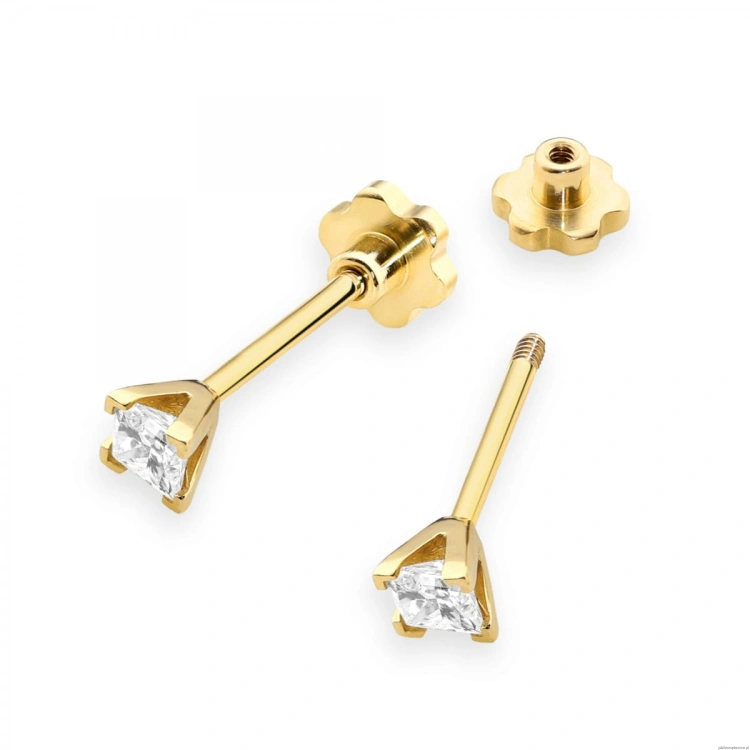 Kolczyki K0037 Diament 2 x 0,15ct żółte złoto sztyft zakręcany