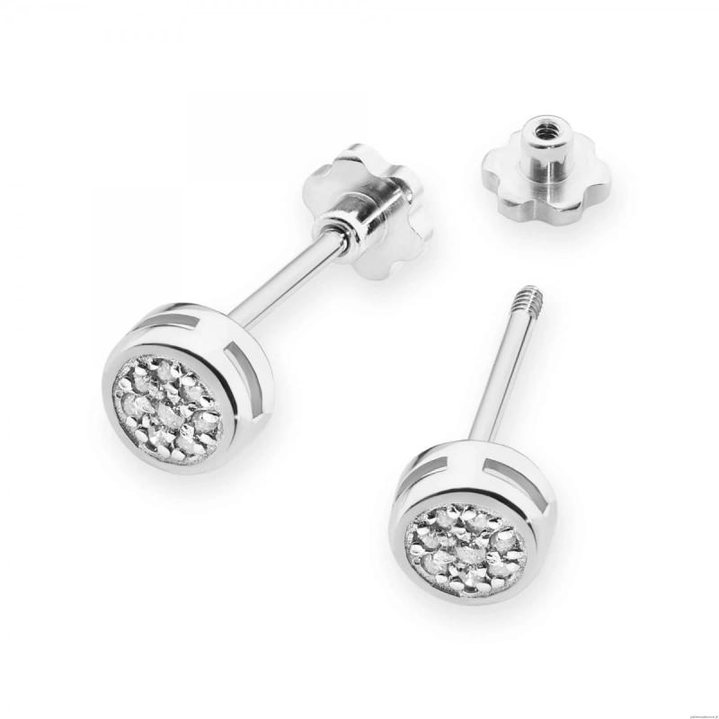 Kolczyki K0041 z diamentami białe złoto sztyft zakręcany