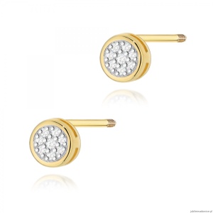 Kolczyki K0041 z diamentami żółte złoto sztyft zakręcany