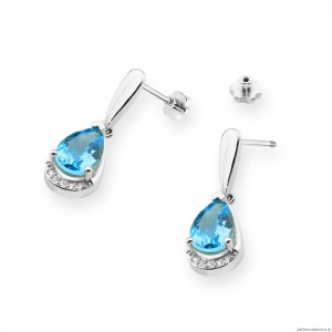 Kolczyki K0051 Topaz 2 x 1,40ct białe złoto sztyft zakręcany