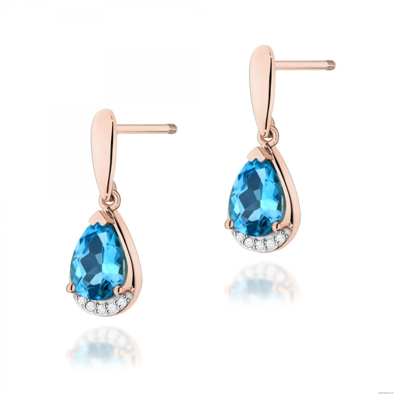 Kolczyki K0051 Topaz 2 x 1,40ct różowe złoto sztyft zakręcany