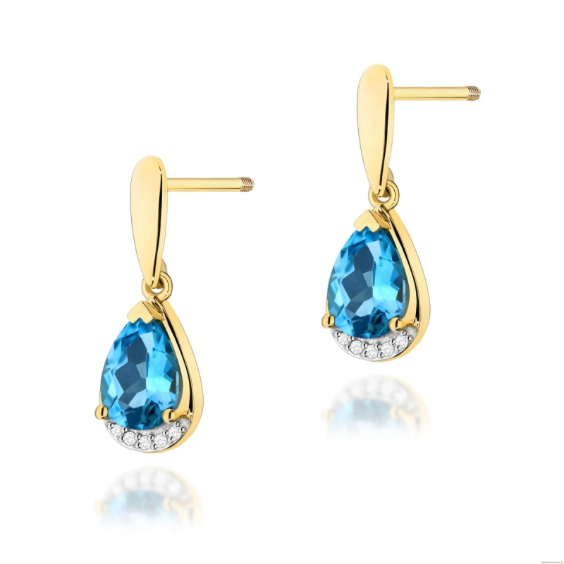 Kolczyki K0051 Topaz 2 x 1,40ct żółte złoto sztyft zakręcany