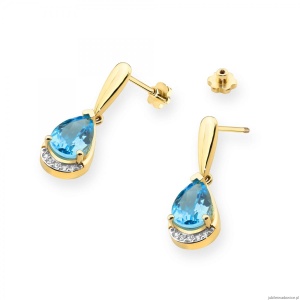 Kolczyki K0051 Topaz 2 x 1,40ct żółte złoto sztyft zakręcany