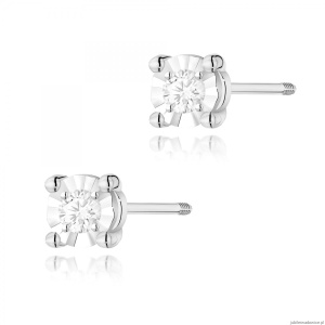 Kolczyki K0058 Diament 2 x 0,03ct białe złoto sztyft zakręcany
