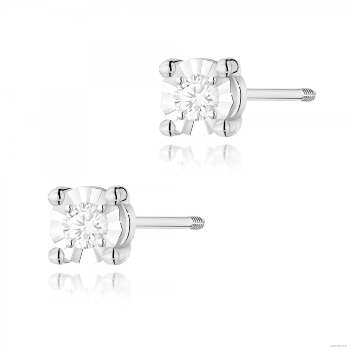 Kolczyki K0058 Diament 2 x 0,03ct białe złoto sztyft zakręcany