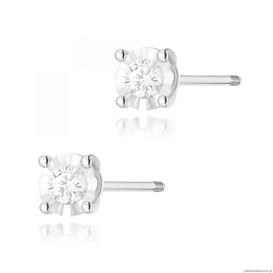 Kolczyki K0058 Diament 2 x 0,08ct białe złoto sztyft zakręcany