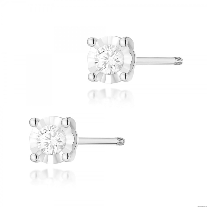 Kolczyki K0058 Diament 2 x 0,08ct białe złoto sztyft zakręcany