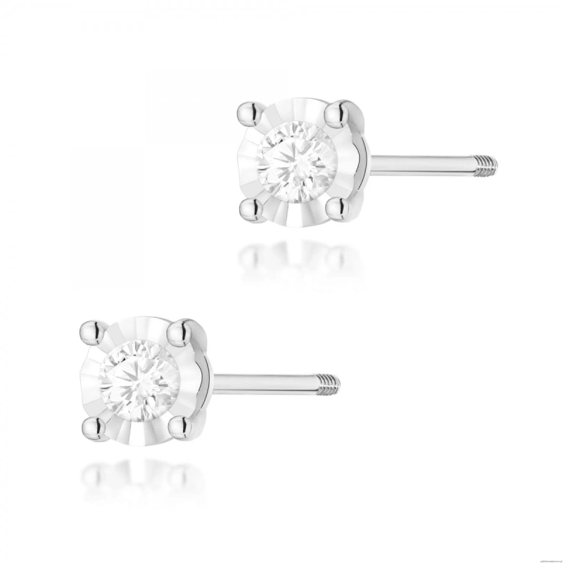 Kolczyki K0058 Diament 2 x 0,08ct białe złoto sztyft zakręcany