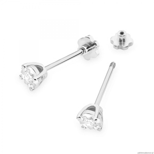 Kolczyki K0058 Diament 2 x 0,08ct białe złoto sztyft zakręcany