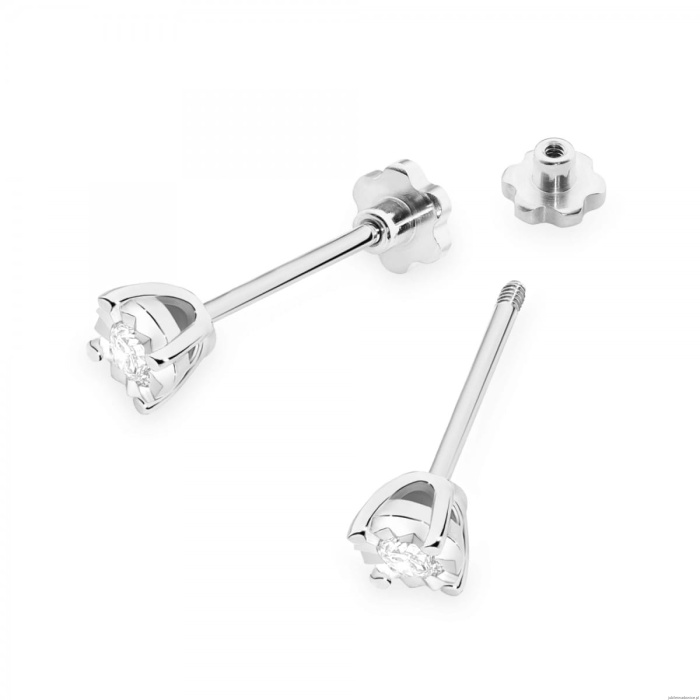 Kolczyki K0058 Diament 2 x 0,08ct białe złoto sztyft zakręcany