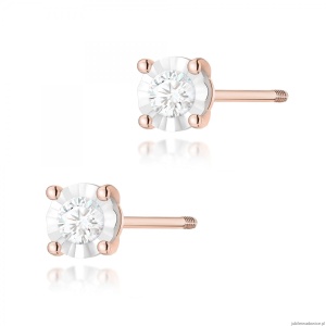 Kolczyki K0058 Diament 2 x 0,08ct różowe złoto sztyft zakręcany