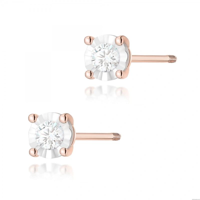 Kolczyki K0058 Diament 2 x 0,08ct różowe złoto sztyft zakręcany