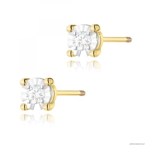 Kolczyki K0058 Diament 2 x 0,03ct żółte złoto sztyft zakręcany
