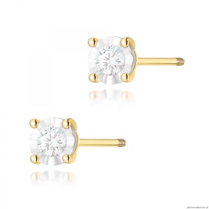 Kolczyki K0058 Diament 2 x 0,08ct żółte złoto sztyft zakręcany