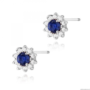 Kolczyki K0185 Szafir 2 x 0,15ct białe złoto sztyft zakręcany
