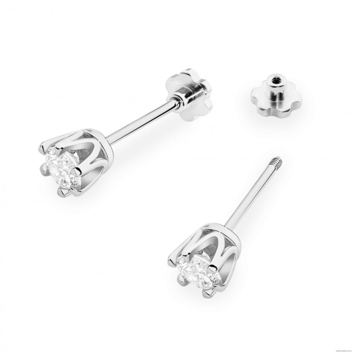 Kolczyki K0220 Diament 2 x 0,30ct białe złoto sztyft zakręcany