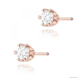 Kolczyki K0220 Diament 2 x 0,30ct różowe złoto sztyft zakręcany