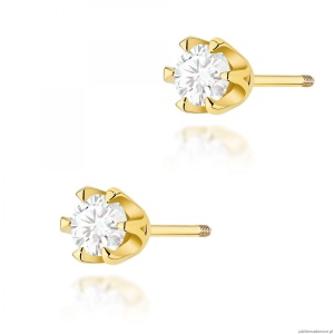 Kolczyki K0220 Diament 2 x 0,30ct żółte złoto sztyft zakręcany