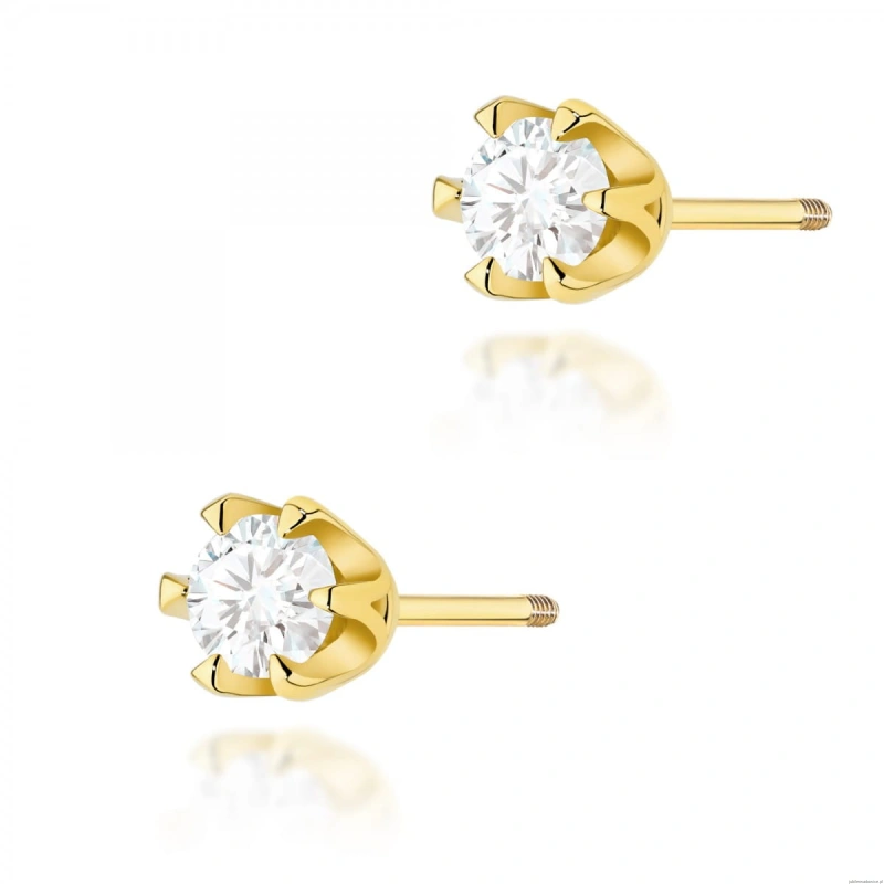 Kolczyki K0220 Diament 2 x 0,30ct żółte złoto sztyft zakręcany