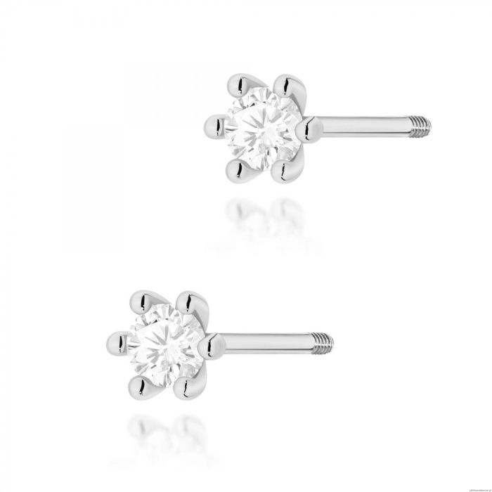 Kolczyki K0222 Diament 2 x 0,10ct białe złoto sztyft zakręcany
