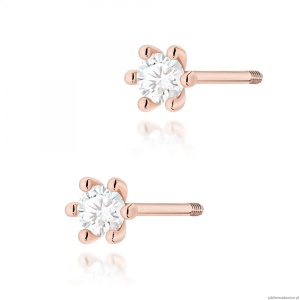 Kolczyki K0222 Diament 2 x 0,10ct różowe złoto sztyft zakręcany