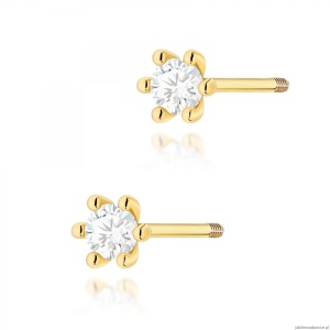 Kolczyki K0222 Diament 2 x 0,10ct żółte złoto sztyft zakręcany