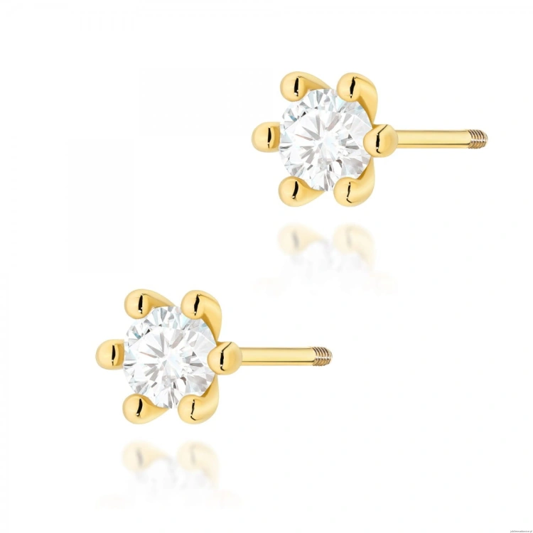 Kolczyki K0222 Diament 2 x 0,30ct żółte złoto sztyft zakręcany