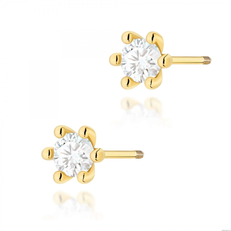 Kolczyki K0222 Diament 2 x 0,30ct żółte złoto sztyft zakręcany