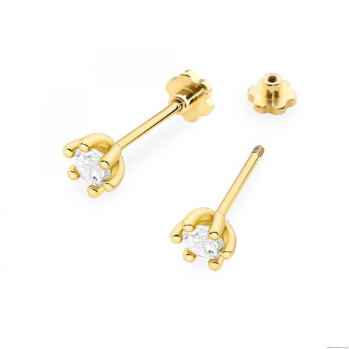 Kolczyki K0222 Diament 2 x 0,30ct żółte złoto sztyft zakręcany