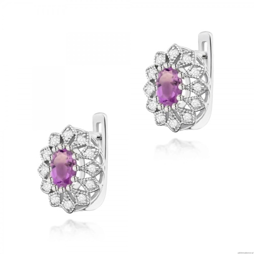 Kolczyki K0354 Ametyst 2 x 0,40ct białe złoto