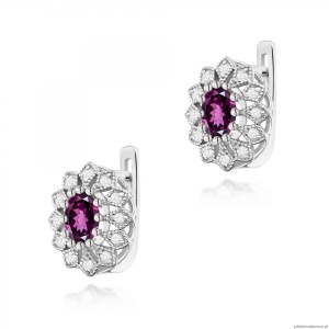 Kolczyki K0354 Rodolit 2 x 0,50ct białe złoto