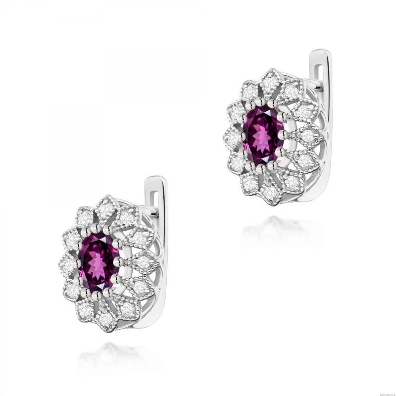 Kolczyki K0354 Rodolit 2 x 0,50ct białe złoto