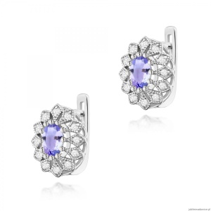 Kolczyki K0354 Tanzanit 2 x 0,40ct białe złoto