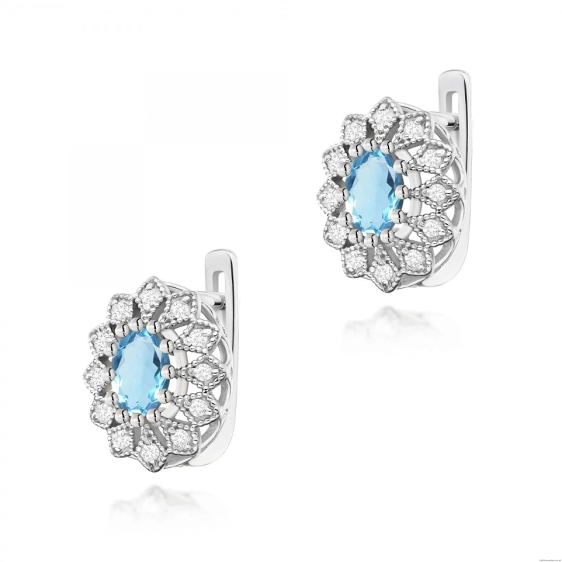 Kolczyki K0354 Topaz 2 x 0,50ct białe złoto