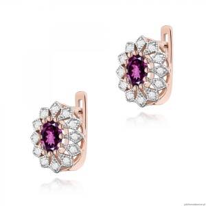 Kolczyki K0354 Rodolit 2 x 0,50ct różowe złoto
