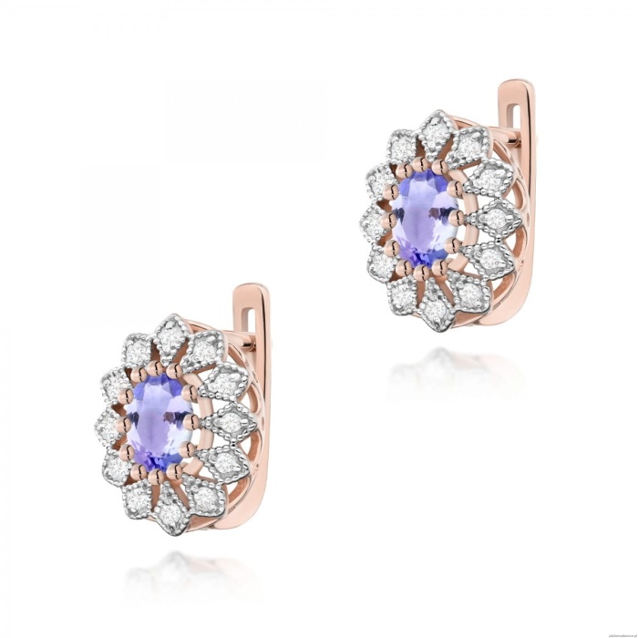 Kolczyki K0354 Tanzanit 2 x 0,40ct różowe złoto