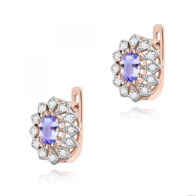 Kolczyki K0354 Tanzanit 2 x 0,40ct różowe złoto