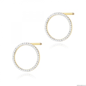 Kolczyki K0442 z diamentami żółte złoto sztyft zakręcany
